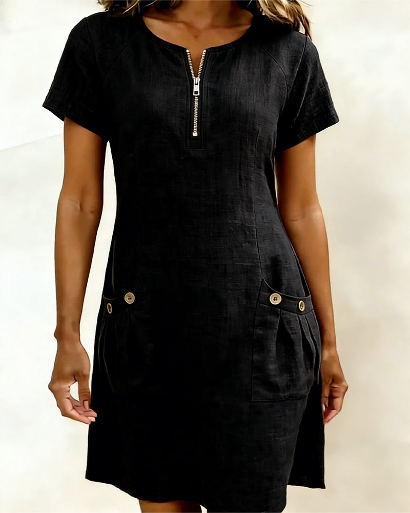 Van Elst Mode® | Katoenen jurk met ritssluiting