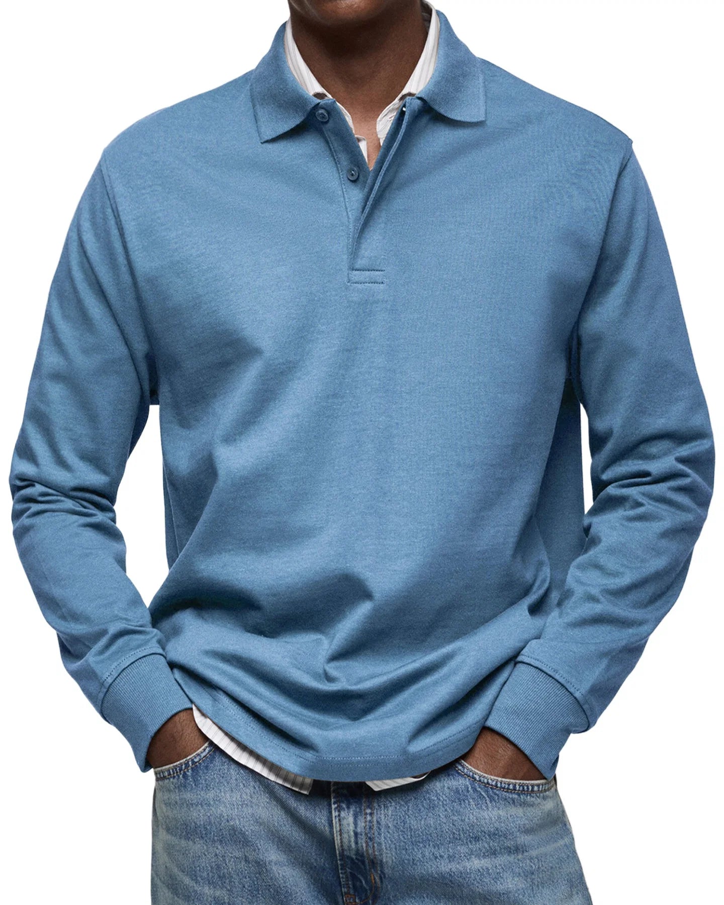 Raven | Long-Sleeve Cotton Polo Shirt