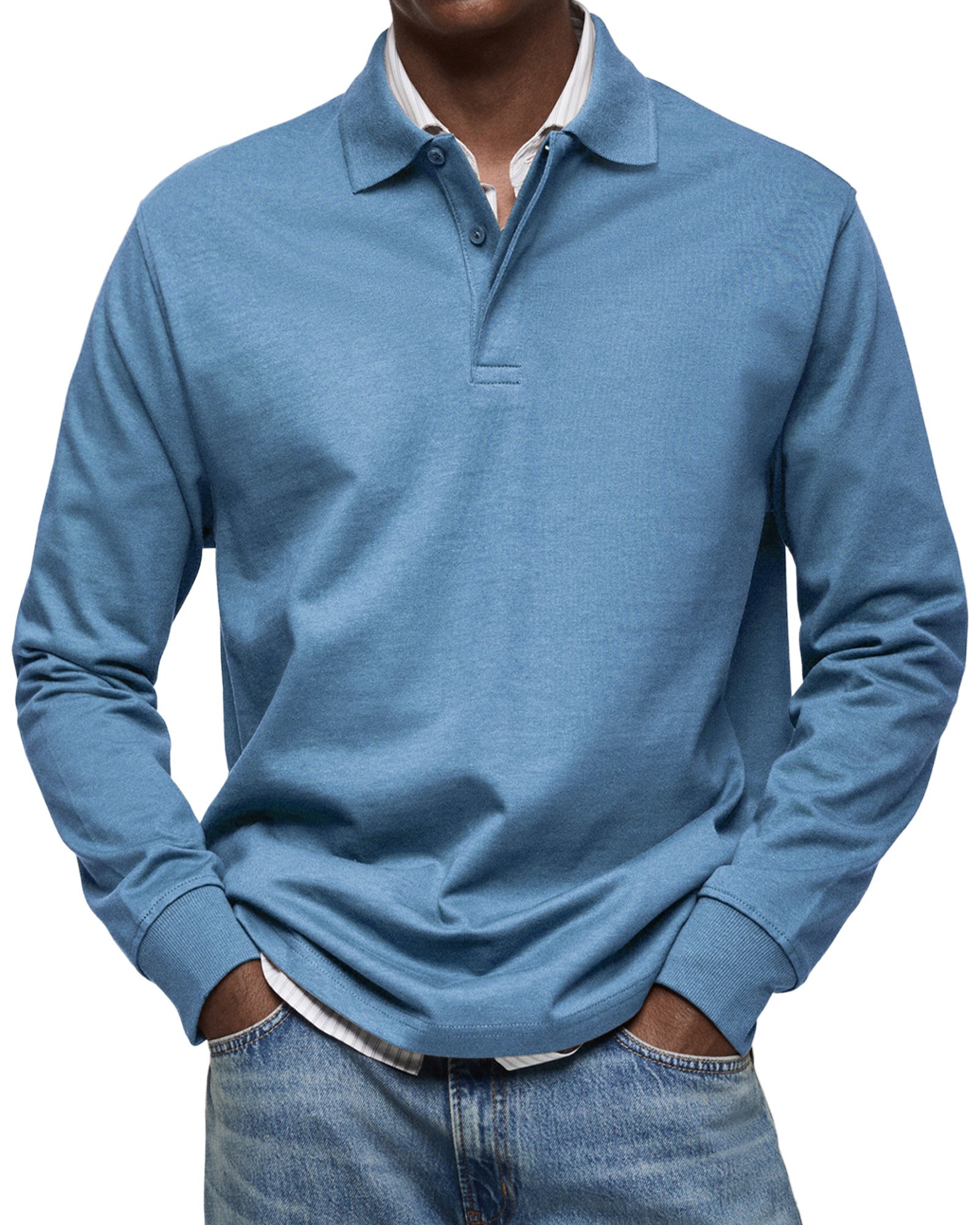 Theo | Long-Sleeve Cotton Polo Shirt