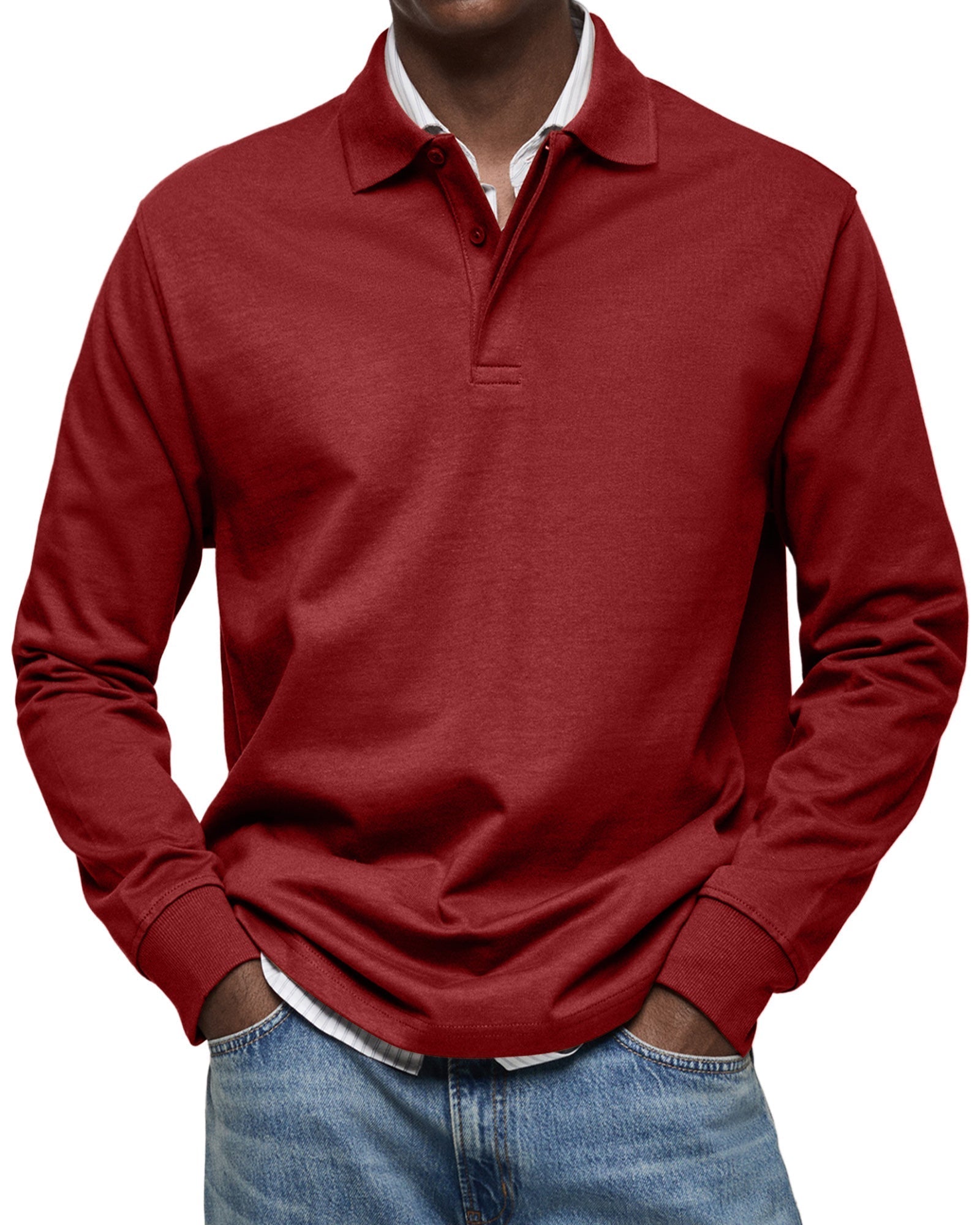 Theo | Long-Sleeve Cotton Polo Shirt