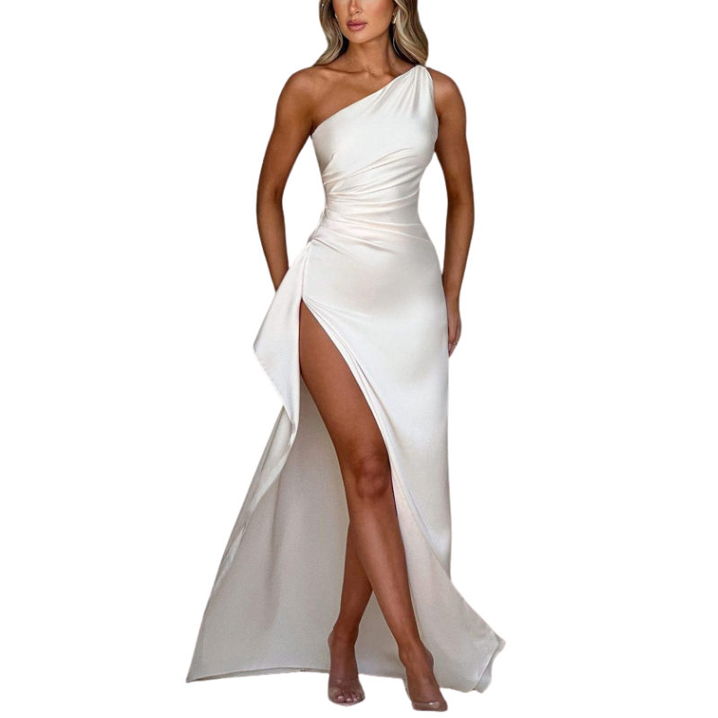 AMBER™ – Sophisticated One Shoulder Maxi Dress