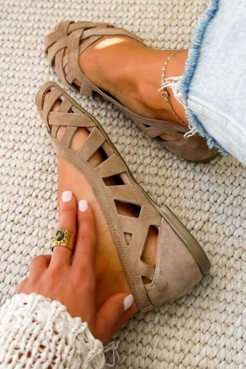 Freya | Comfortable Woven Peep-Toe Flats
