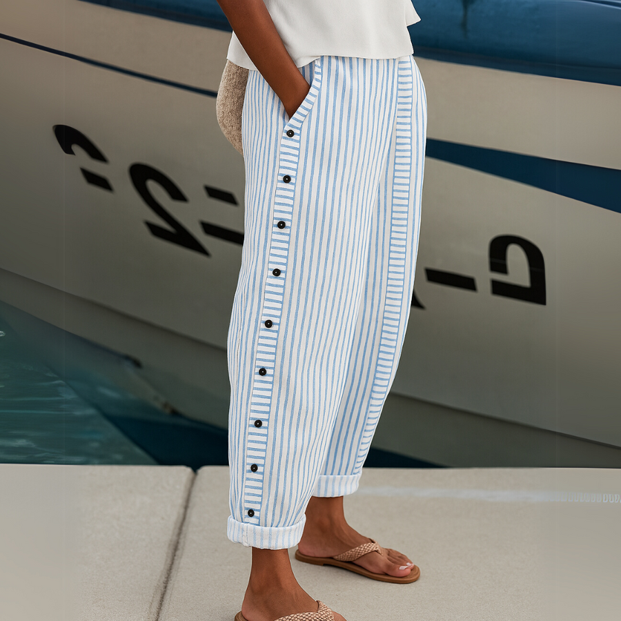 Margaret | Stylish Striped Button Trouser