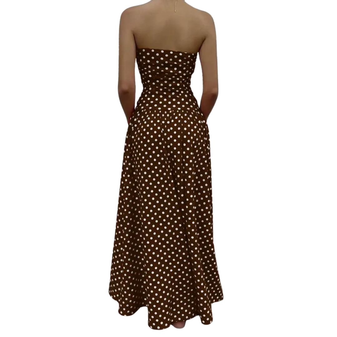 ODETTE™ – Polka Dot Strapless Maxi Dress