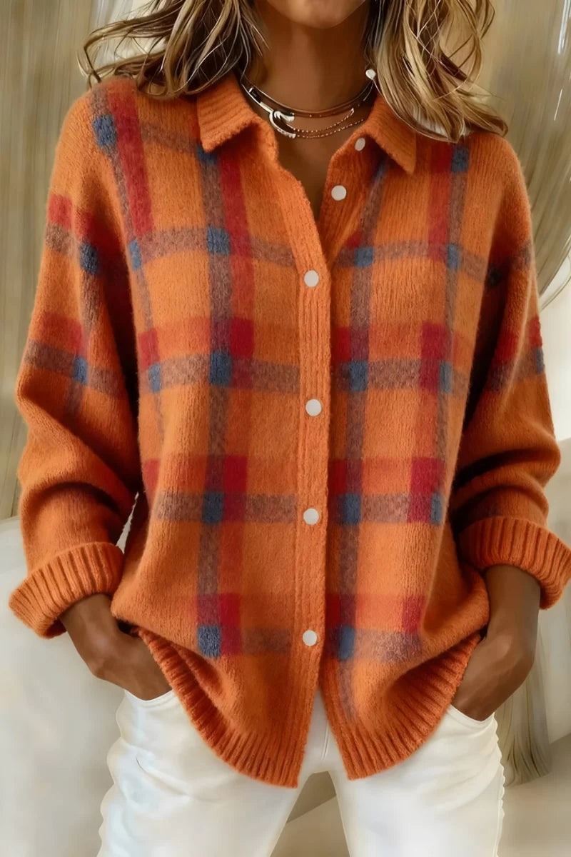 Erika | Cosy Check Button-Down Shirt Jacket