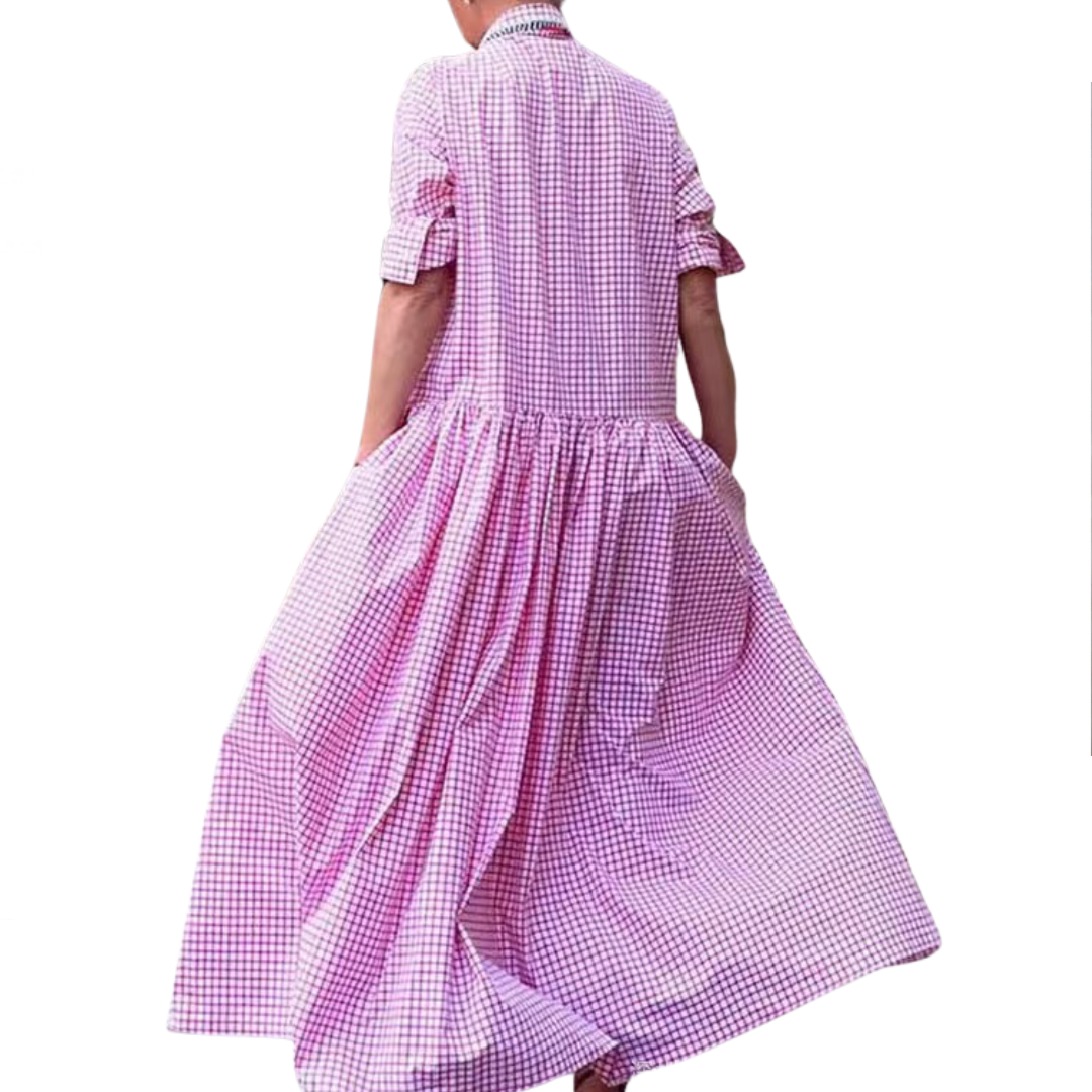 WREN™ – Vintage Plaid Flared Shirt Dress