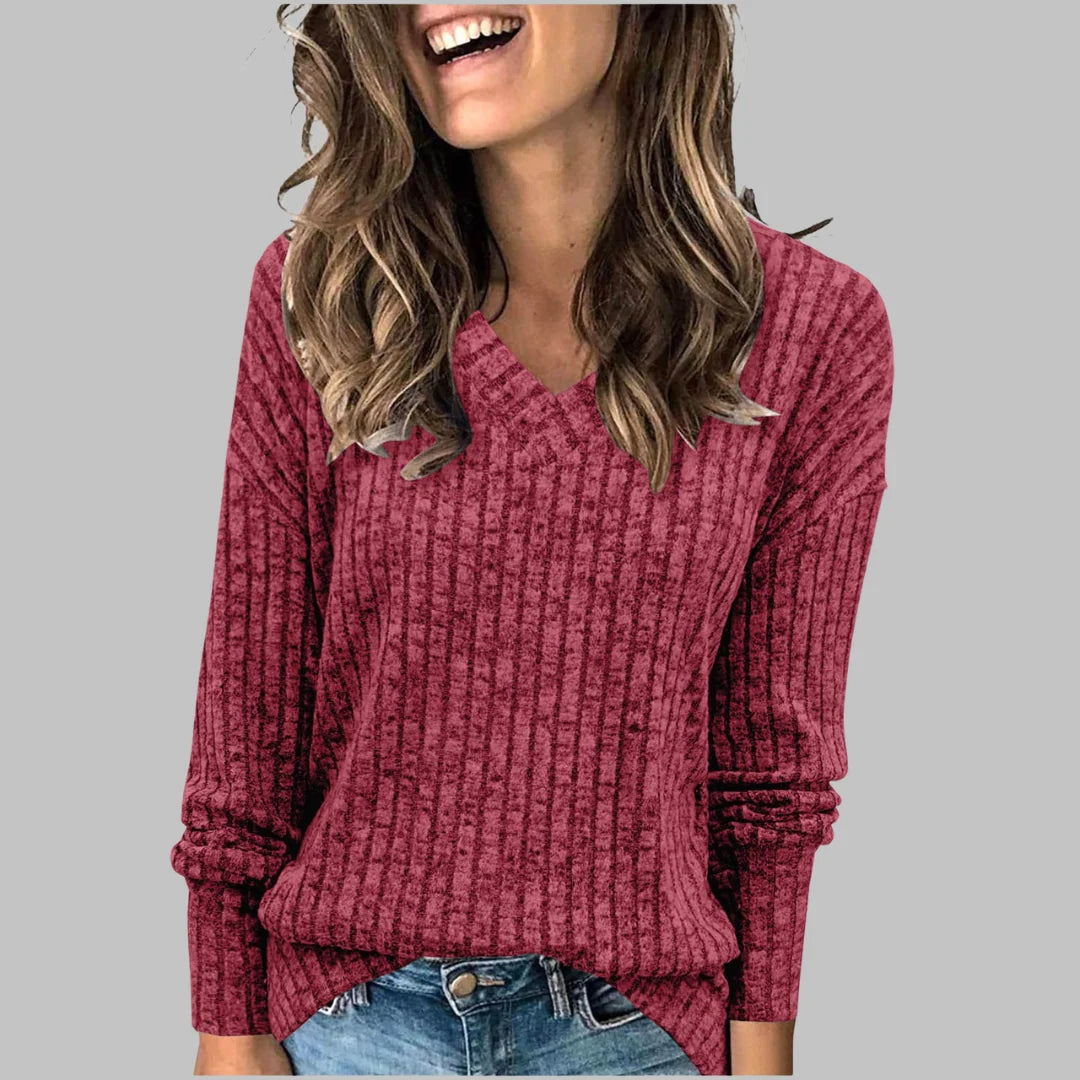 Caryl | Everyday Ribbed V-Neck Top
