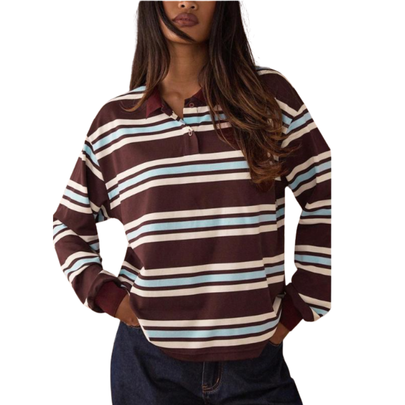 AIKO™ – Refined Striped Long Sleeve Top