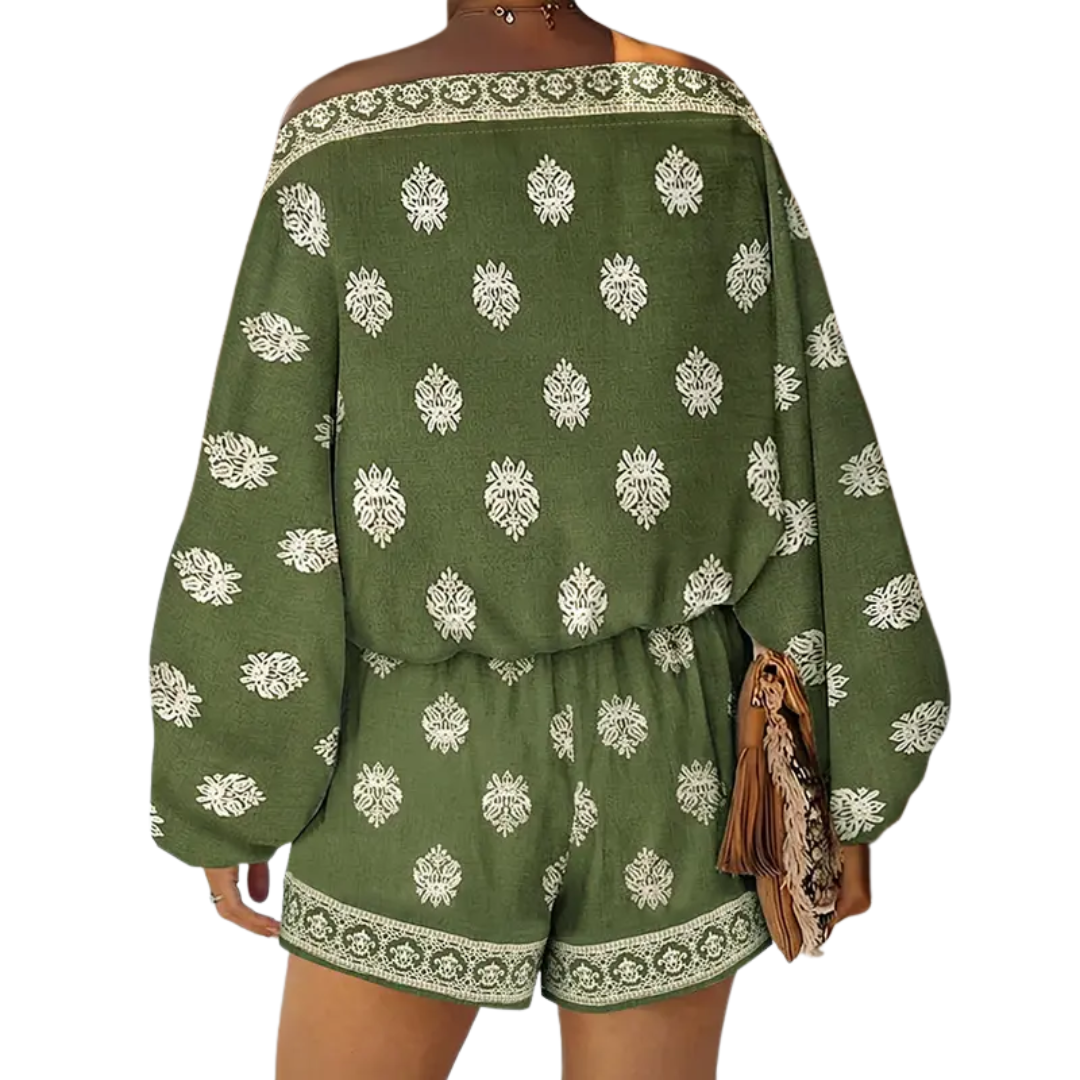 ZINDEL™ – Boho Lantern Sleeve Linen Co-Ord Set
