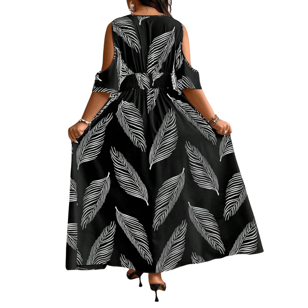 NADINE™ – Sultry V-Neck Printed Maxi Dress