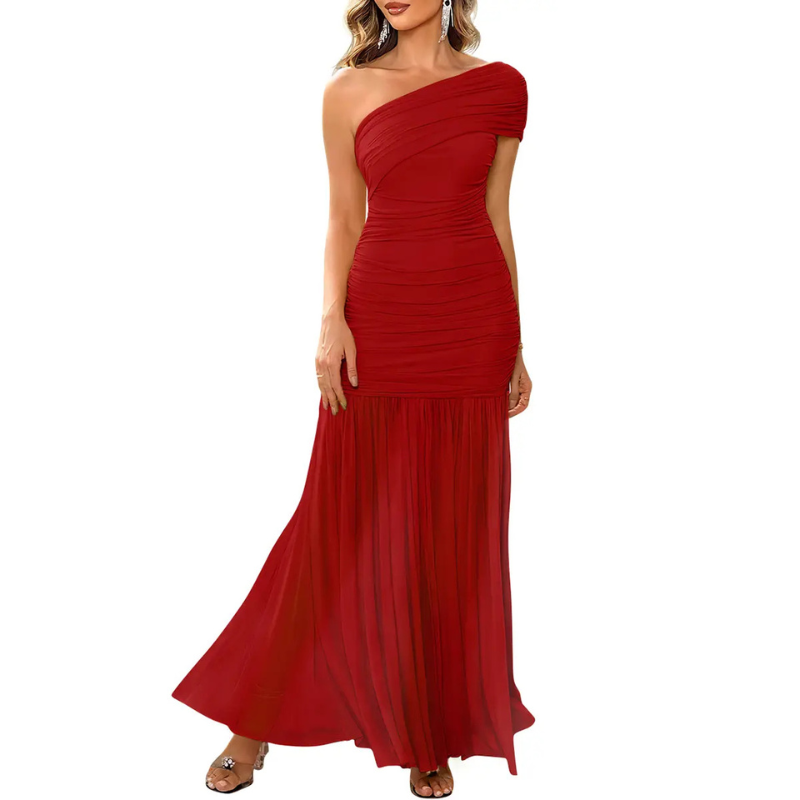JADA™ – Glamorous One-Shoulder Ruched Dress