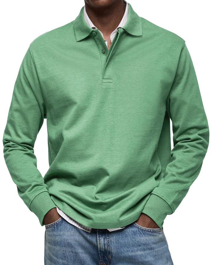 Raven | Long-Sleeve Cotton Polo Shirt