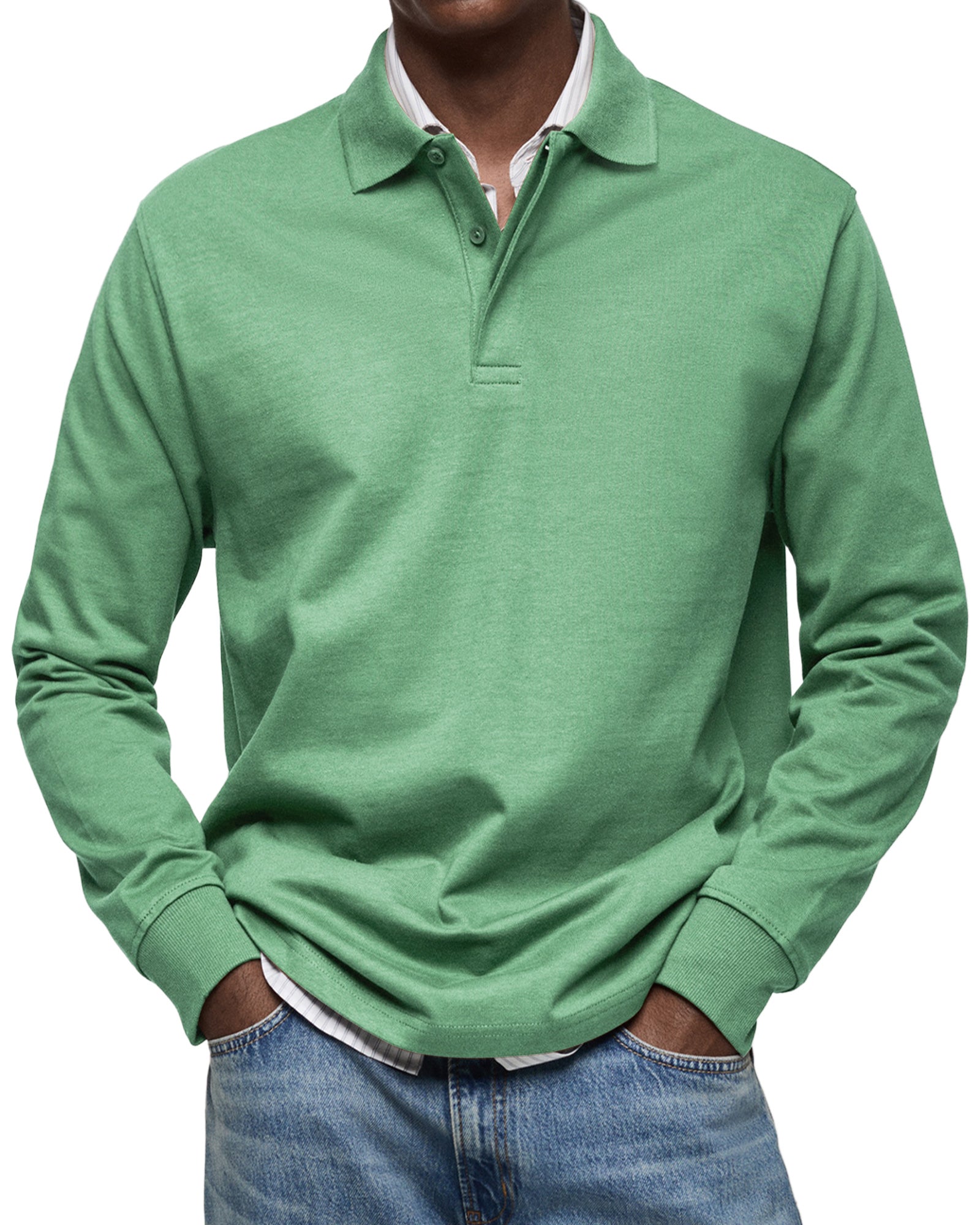 Theo | Long-Sleeve Cotton Polo Shirt