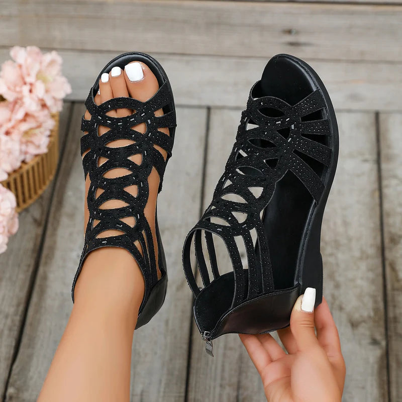 Elisha | Sparkle-Strap Woven Wedge Sandals