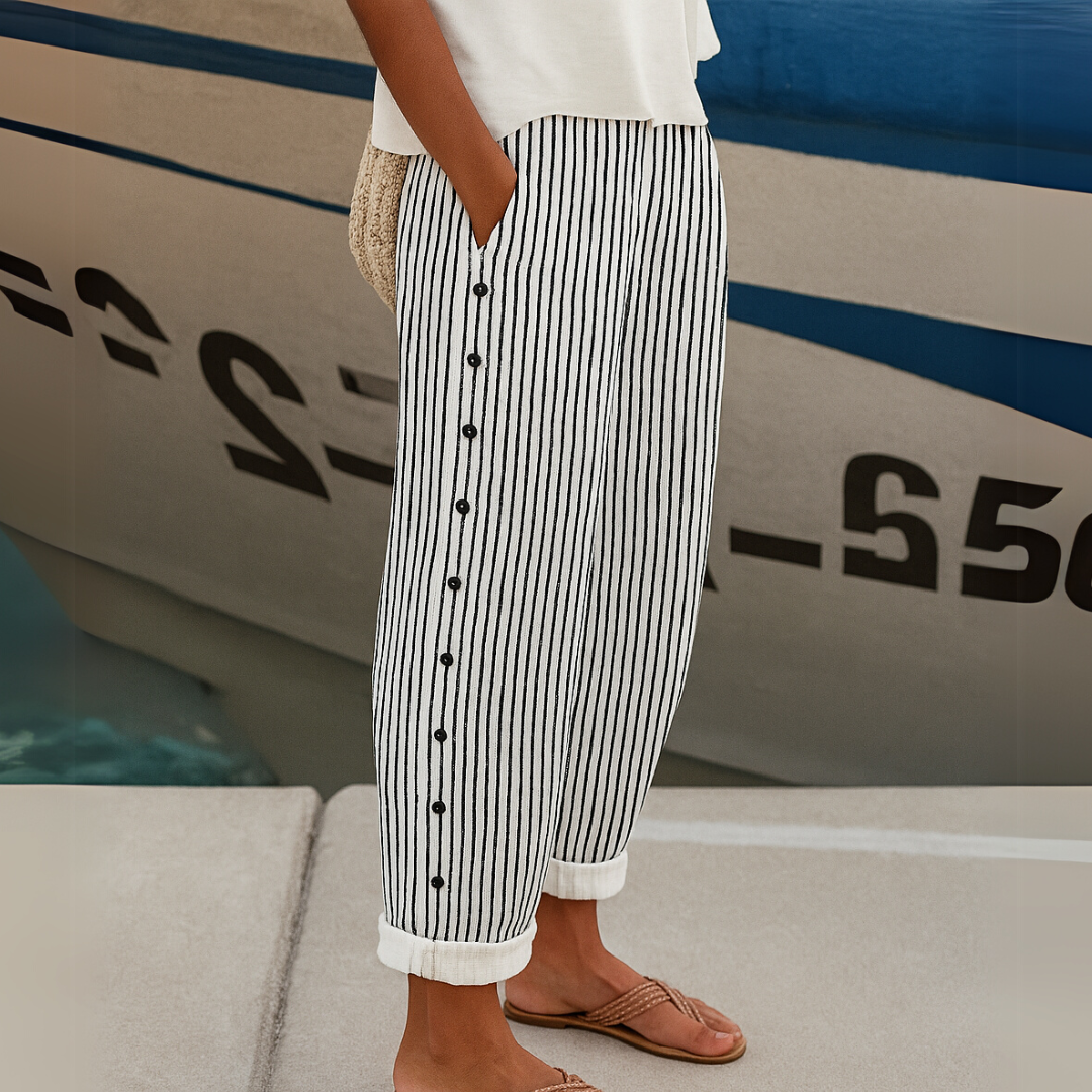 Margaret | Stylish Striped Button Trouser