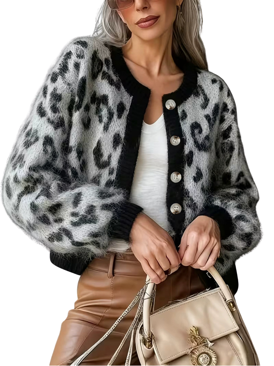 MARIZA™ – Sophisticated Leopard Print Cardigan