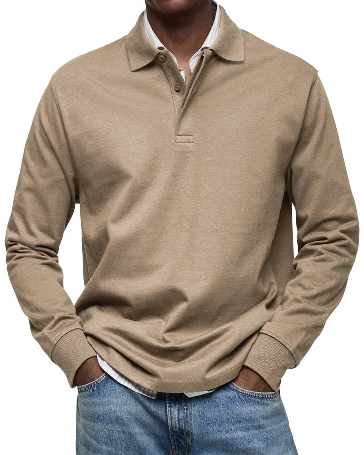 Raven | Long-Sleeve Cotton Polo Shirt