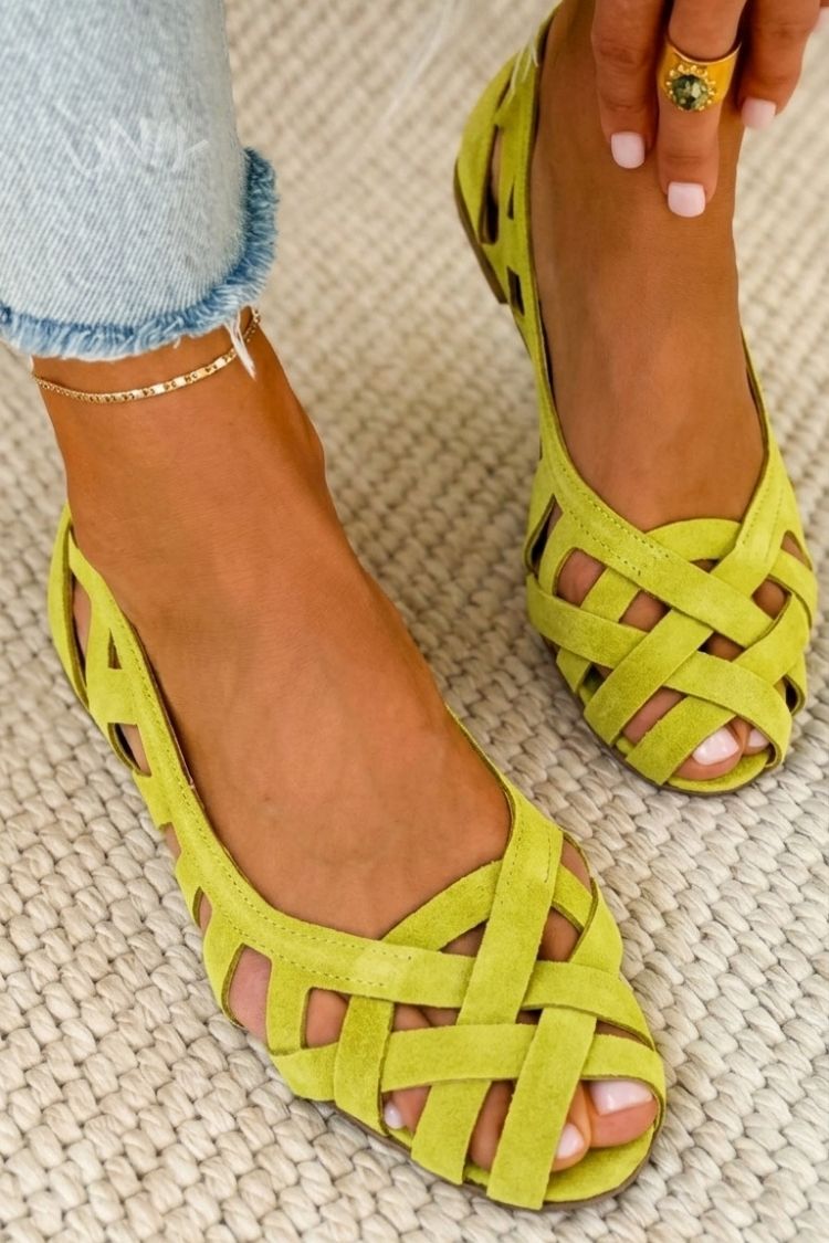 Freya | Comfortable Woven Peep-Toe Flats