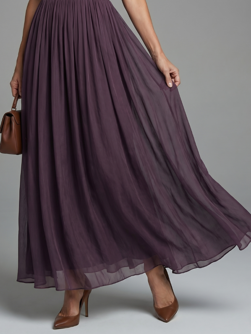 Vivienne | Lace Trim Chiffon Maxi Dress
