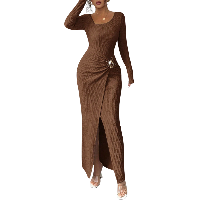 MONICA™ – Stylish Solid Color Twisted Long Dress