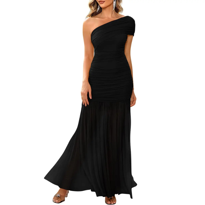 JADA™ – Glamorous One-Shoulder Ruched Dress