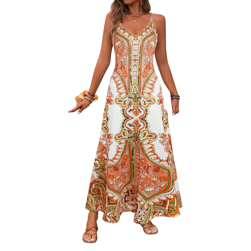 HELGA™ – Flowy Floral Vacation Maxi Dress
