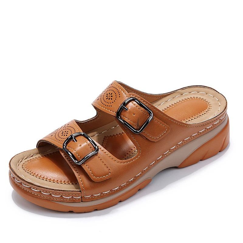 Eleanor | Double Buckle Comfort Sliders