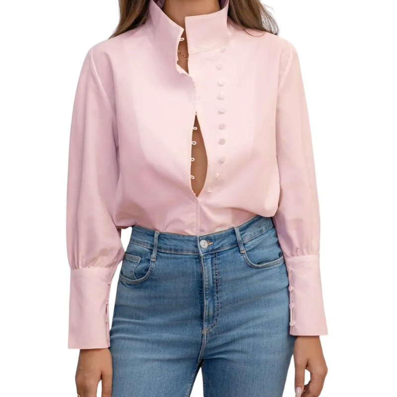 ROXIE™ - Elegant Long Sleeve Stand Collar Shirt