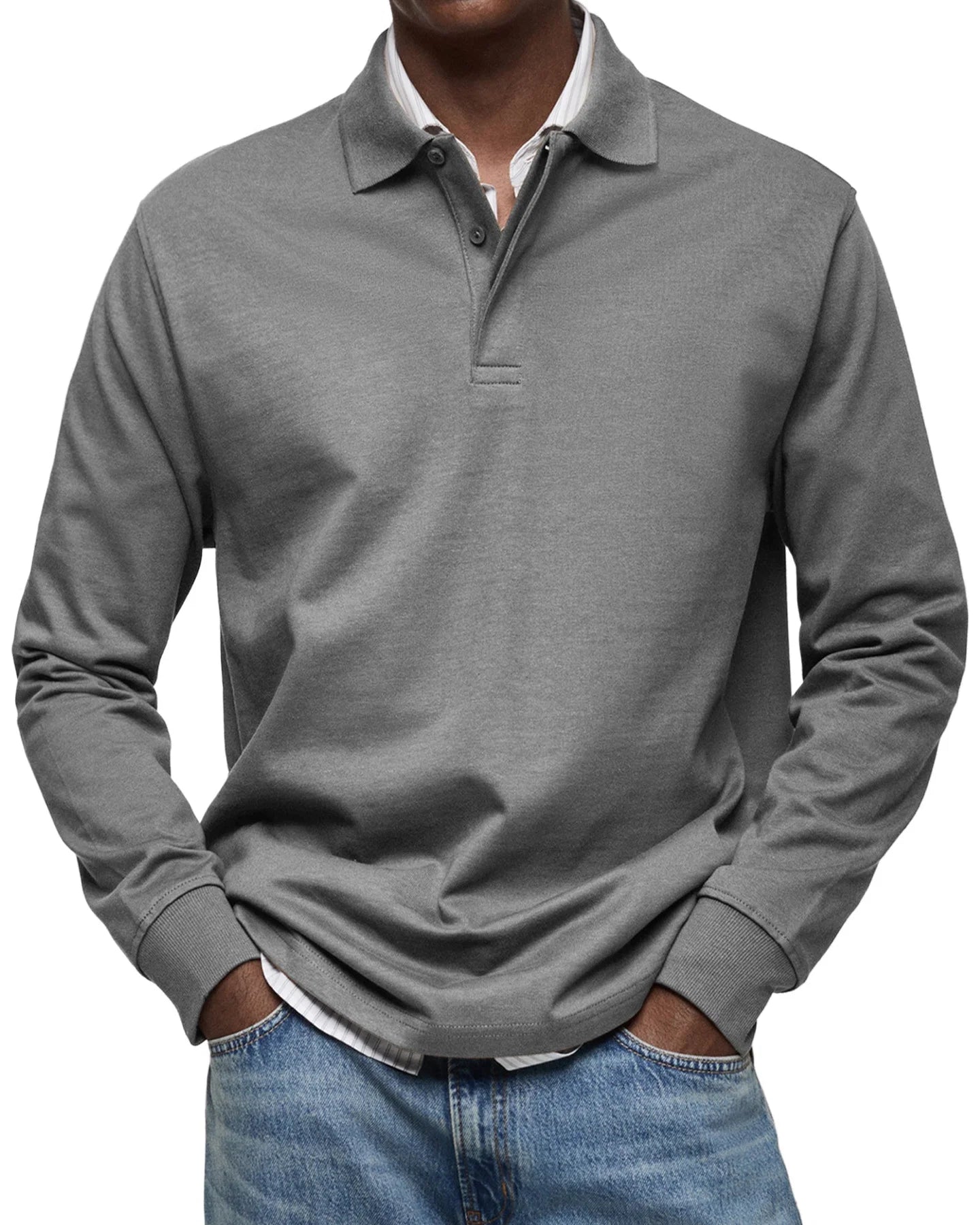 Raven | Long-Sleeve Cotton Polo Shirt