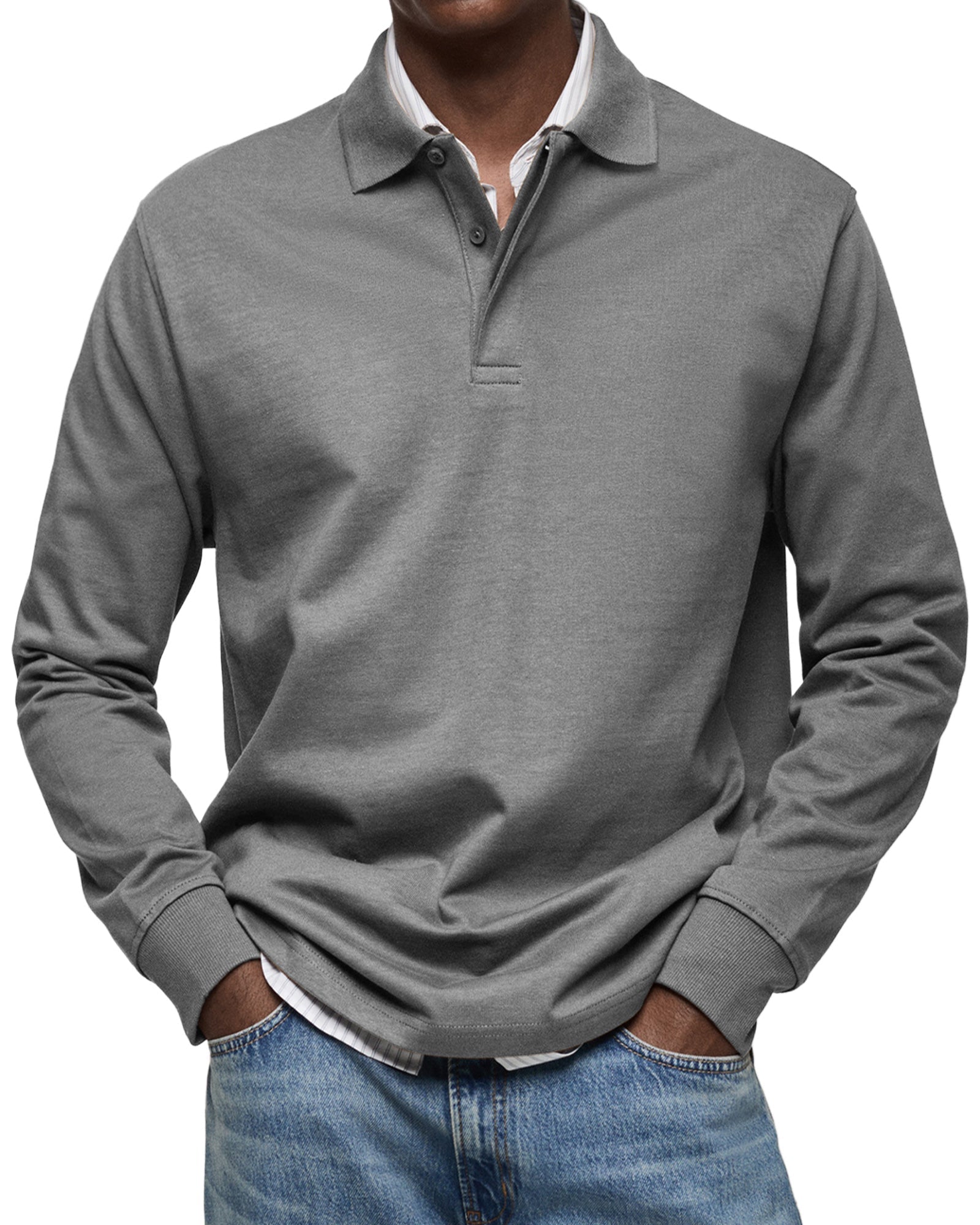 Theo | Long-Sleeve Cotton Polo Shirt
