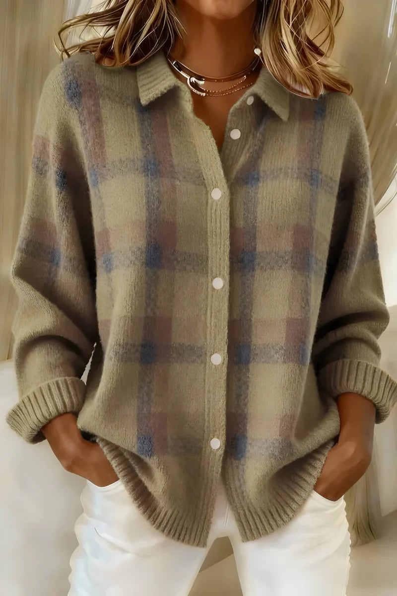 Erika | Cosy Check Button-Down Shirt Jacket