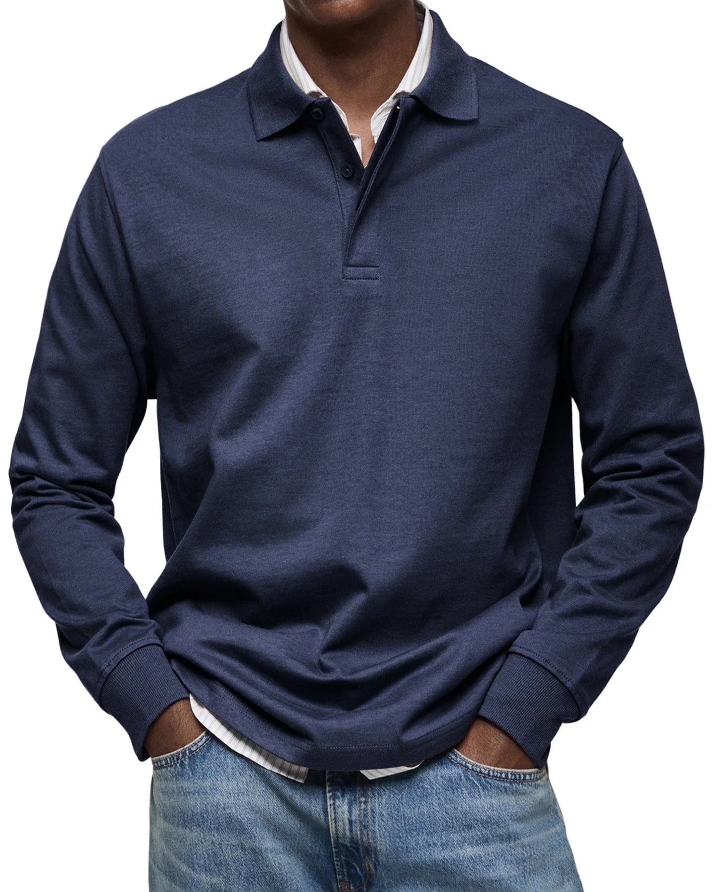 Raven | Long-Sleeve Cotton Polo Shirt