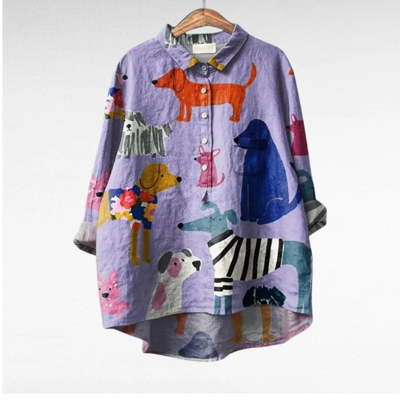 Ebb | Playful Pup Print Cotton Shirt