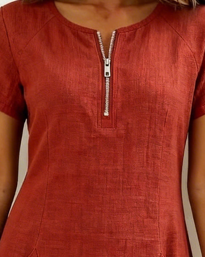Van Elst Mode® | Katoenen jurk met ritssluiting