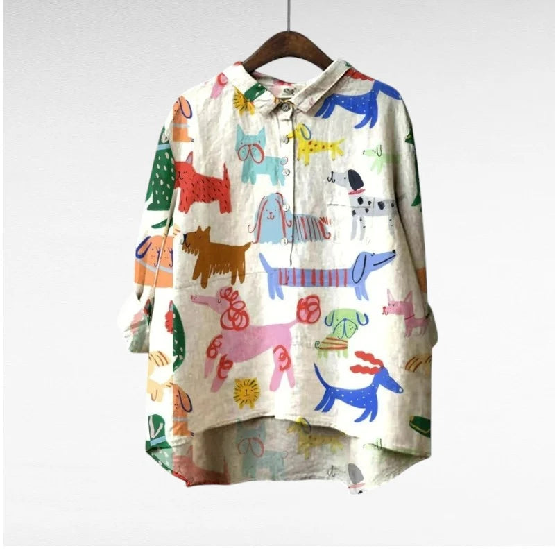 Ebb | Playful Pup Print Cotton Shirt