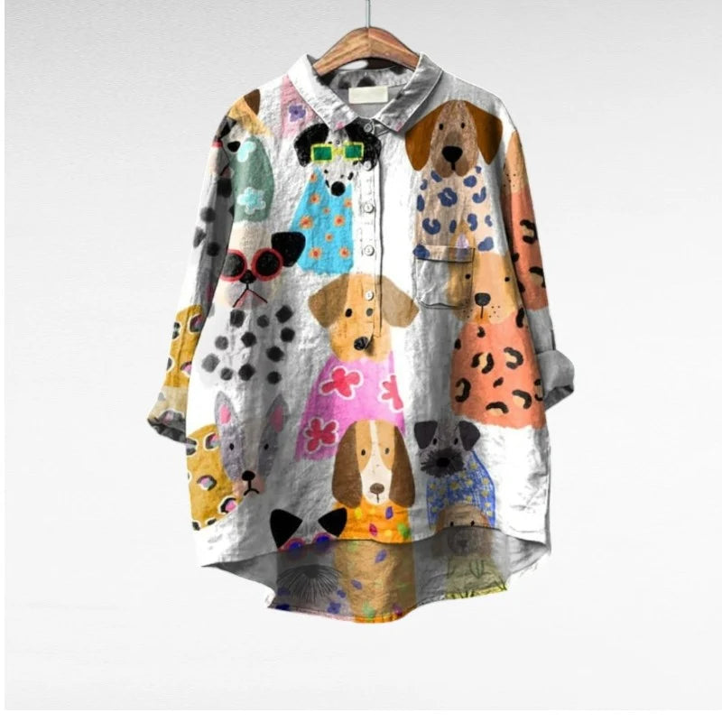 Ebb | Playful Pup Print Cotton Shirt