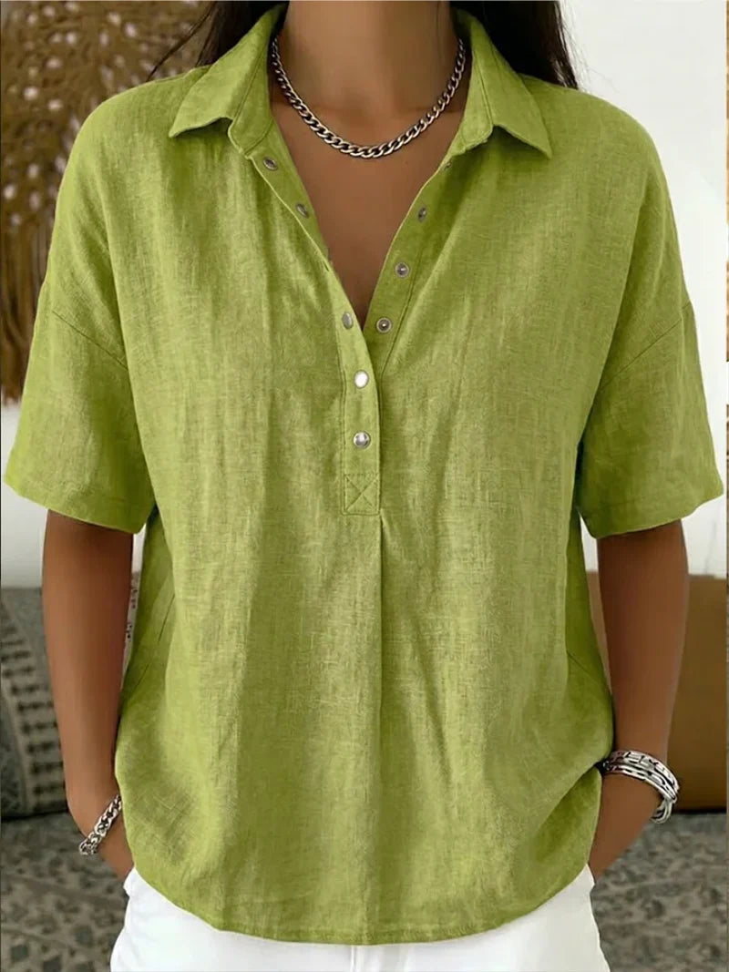 Sylvia | Everyday Popper-Front Blouse