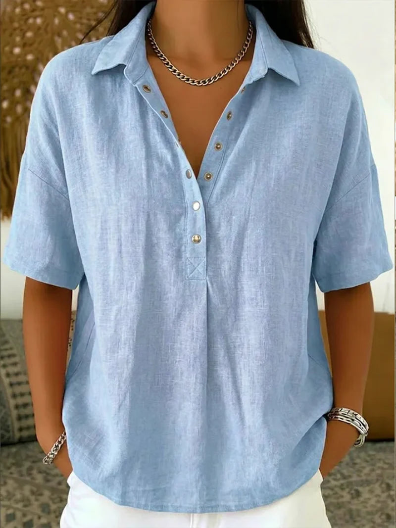 Sylvia | Everyday Popper-Front Blouse