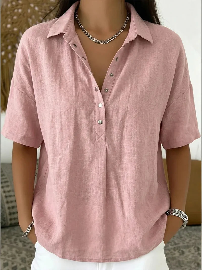 Sylvia | Everyday Popper-Front Blouse