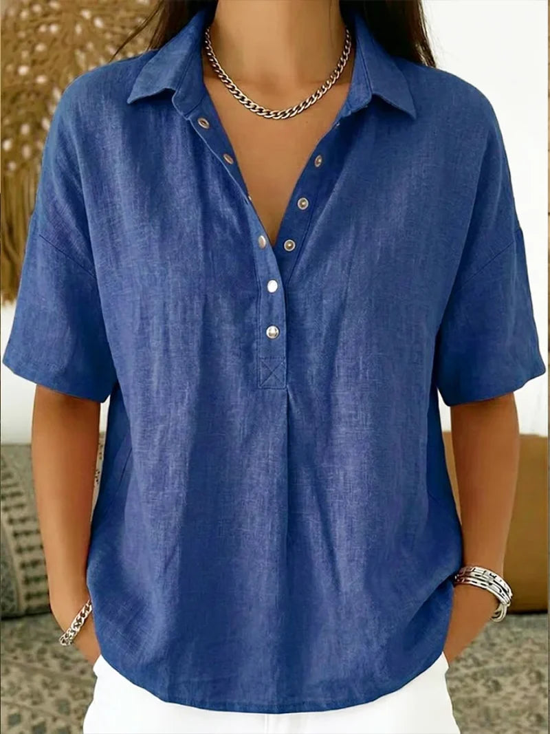 Sylvia | Everyday Popper-Front Blouse