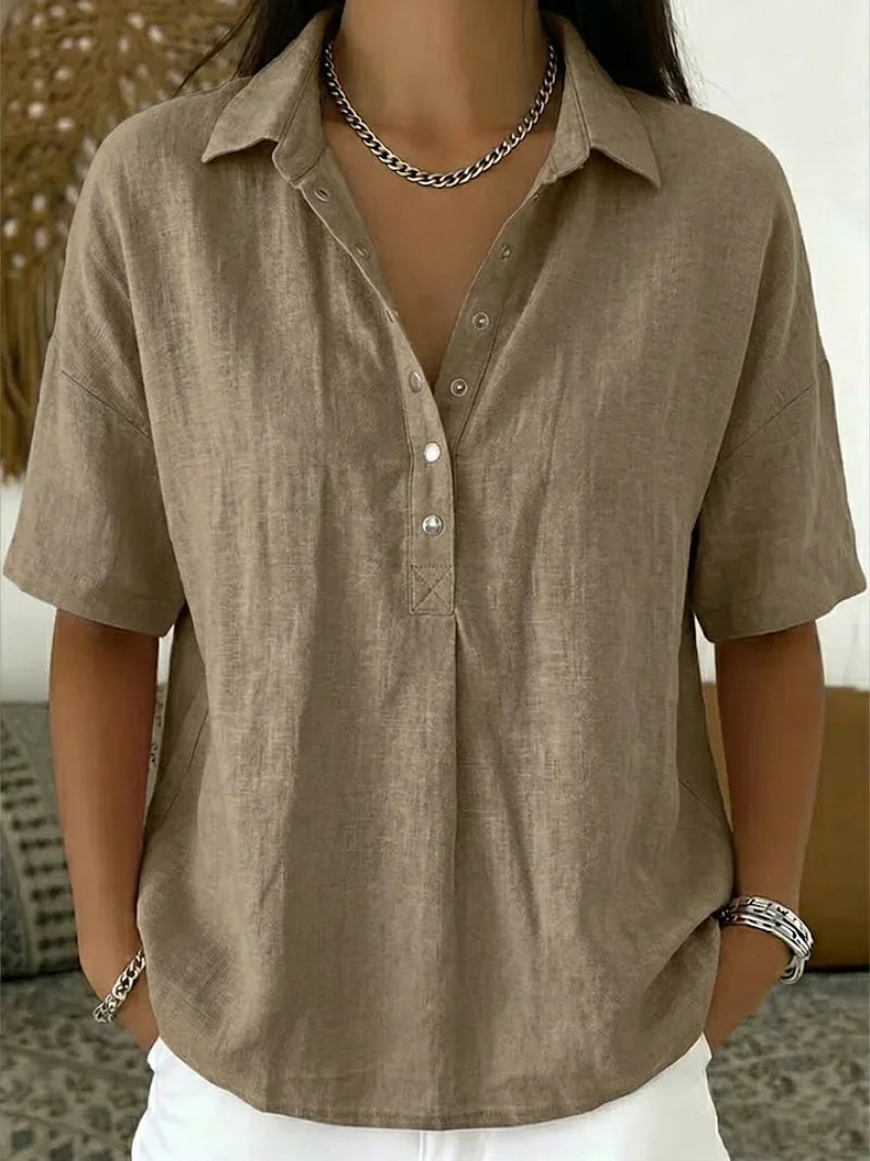 Sylvia | Everyday Popper-Front Blouse