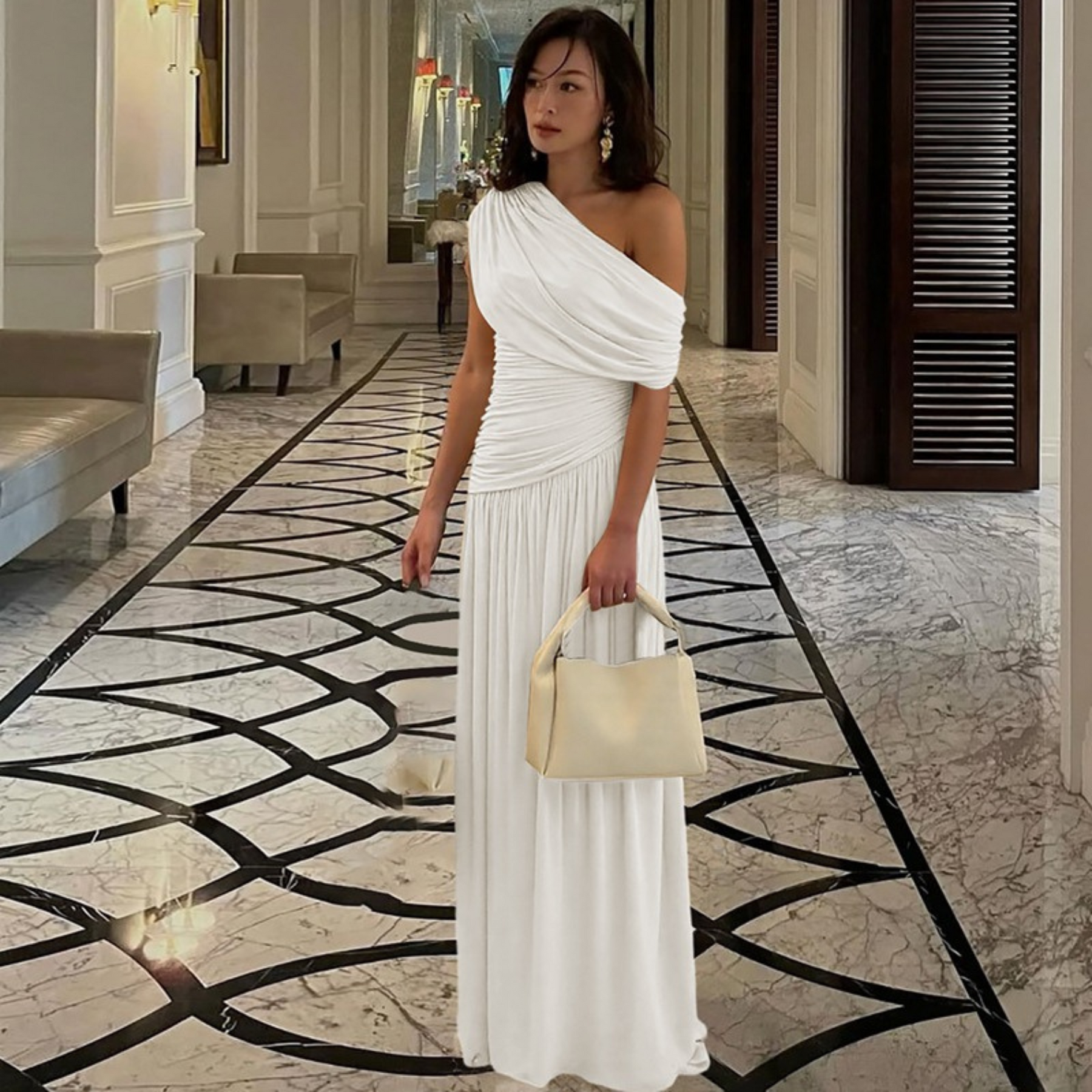 SHINA™ - Elegant One Shoulder Evening Maxi Dress