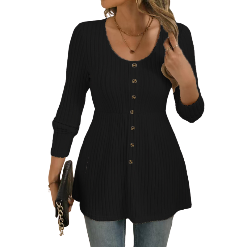 DOLLY™ – Polished Round Neck Long Sleeve Top