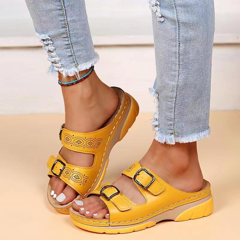 Eleanor | Double Buckle Comfort Sliders