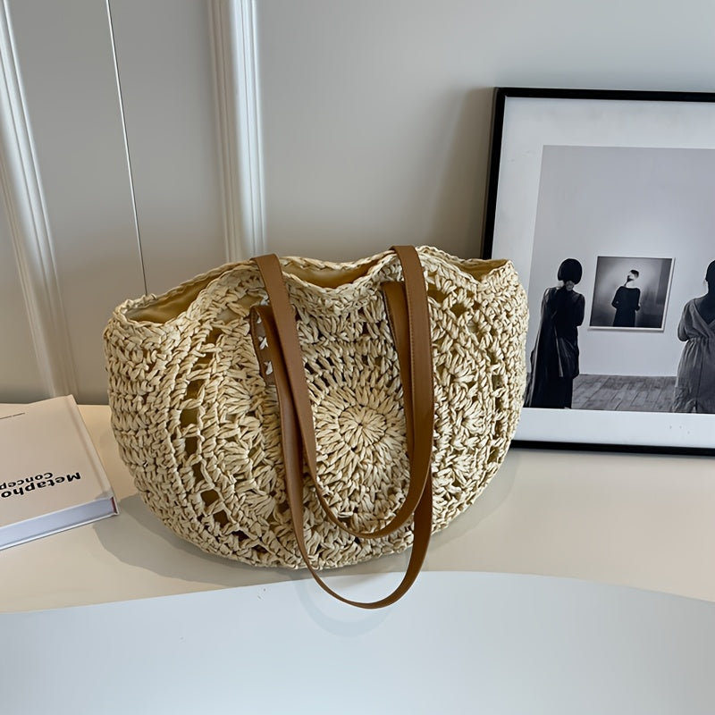 Daisy | Woven Straw Tote Bag