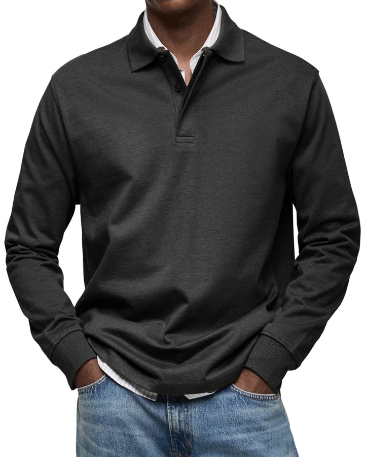 Raven | Long-Sleeve Cotton Polo Shirt