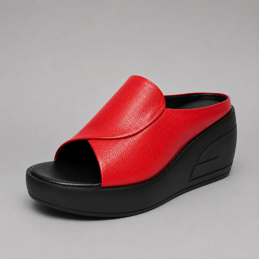 Alyna | Sculpted Leather Platform Wedges