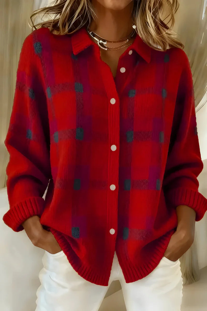 Erika | Cosy Check Button-Down Shirt Jacket