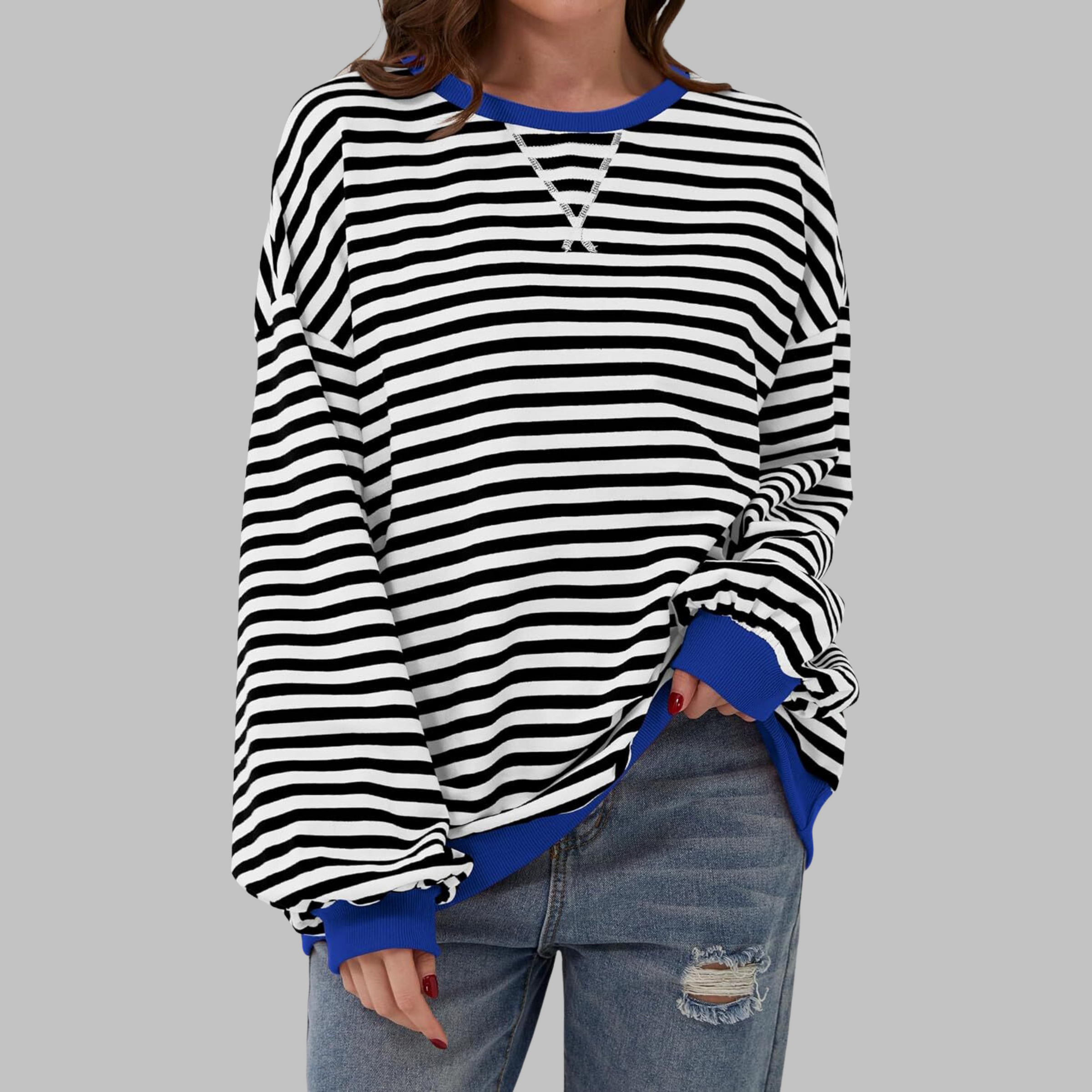 LUKA™ - Casual Long Sleeve Round Neck Striped Shirt