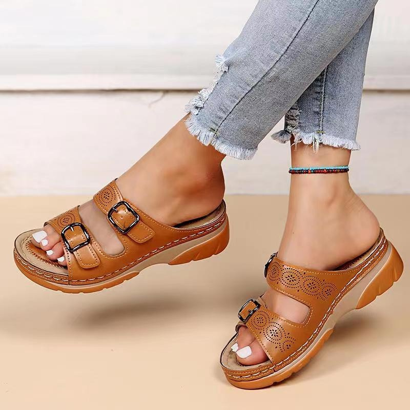 Eleanor | Double Buckle Comfort Sliders